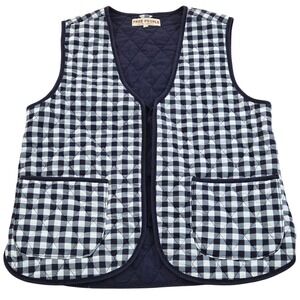 Free People Quilted Vest Women's Medium Gingham Checkered Pockets Casual‎